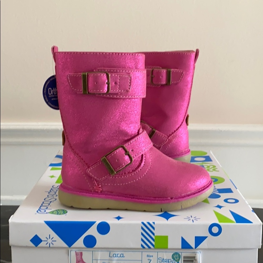 Pink glitter toddler girls Step & Stride boots